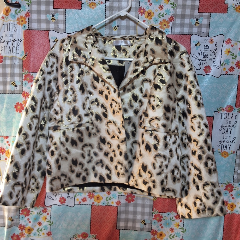NWT N NATORI  LEOPARD PRINT BLAZER